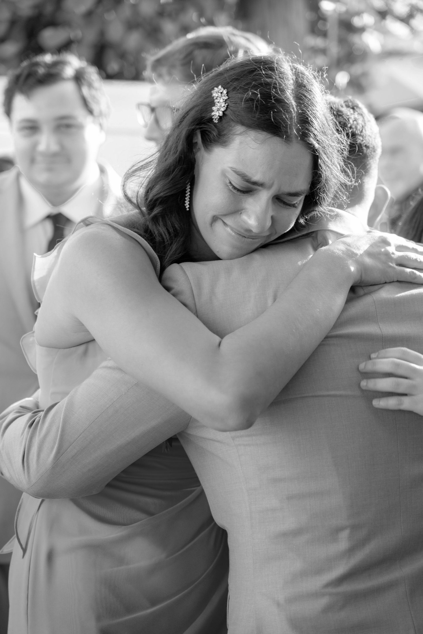 A tender black and white moment after the ceremony, GM Productions wedding photography