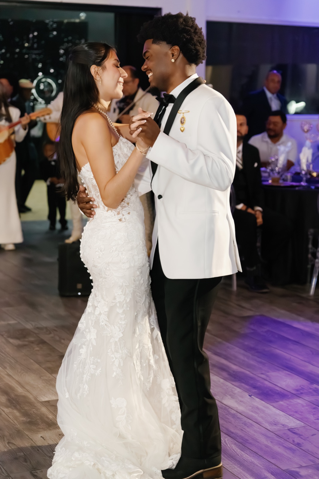 First dance under dramatic reception light