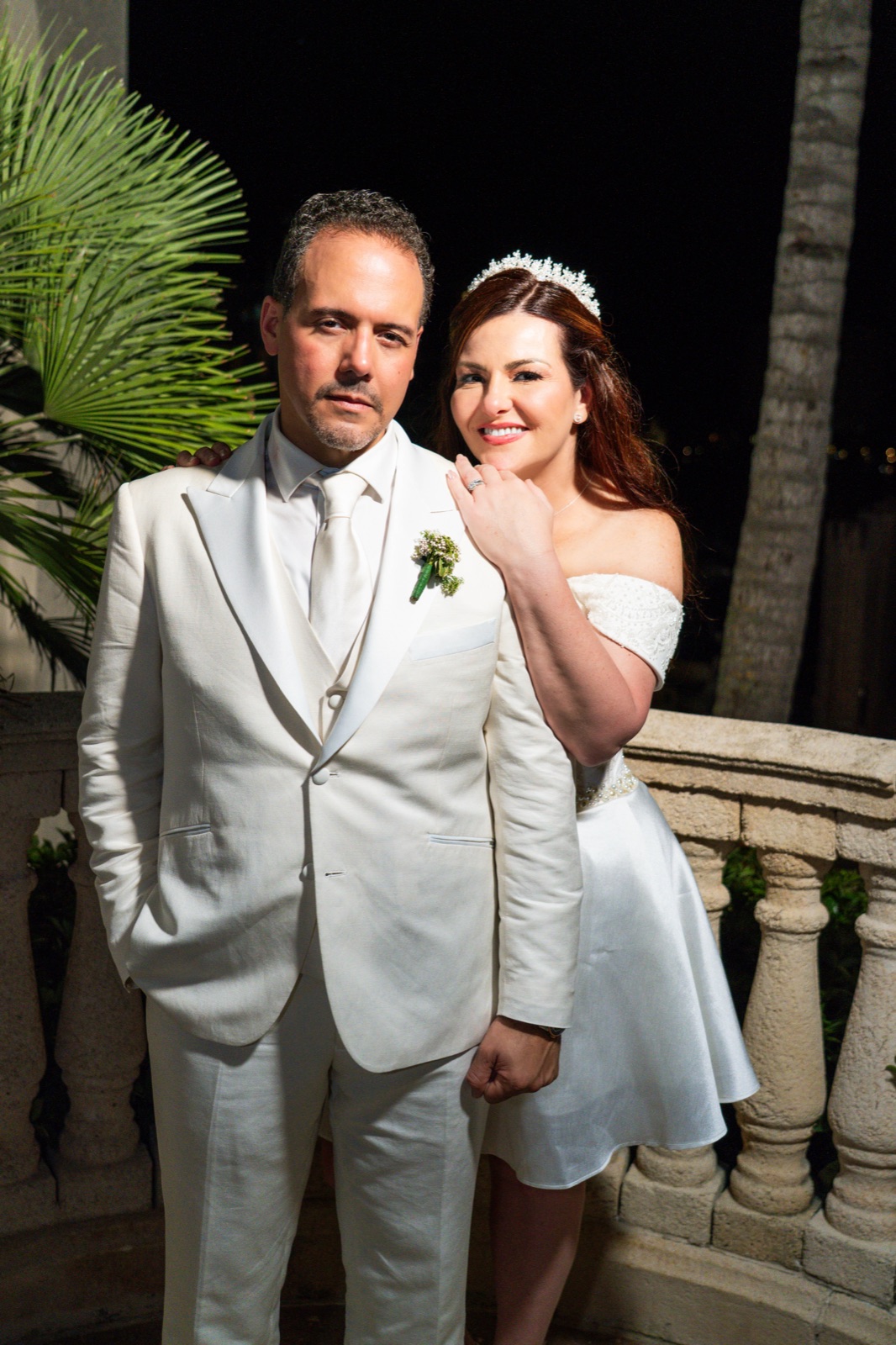 Couple portrait at night on the estate